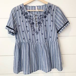 Xhilaration Embroidered Peplum Top